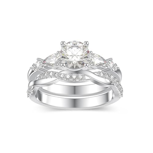 10K 14K 18K Gold 1-5 Carat Round/Oval/Princess/Emerald/Heart/Pear/Marquise Cut Moissanite Wedding Ring Sets for Women Moissanite Ring Bridal Sets Size 3-16