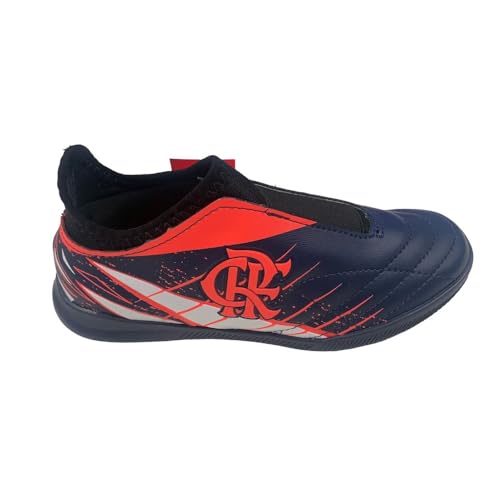 Chuteira Flamengo Oxn Avanti 3 Elastic Neo Society Pro Pvc - Infantil - Marinho/Branco/Coral