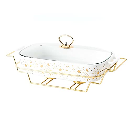 Ensemble de réchauds de buffet en céramique blanche et couverts en verre de prestige