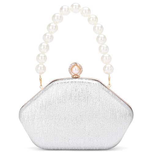 Image of RNIEGA Evening Bags For Women Formal Evening Clutch Women'S Evening Handbags, Pearl Beaded Top Handle Bag For Wedding, Prom, Party