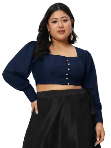 Image of studio rasa Women's Plus Size Chroma Button Down Crop Top for Wedding Festive Party