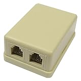 Caja de superficie que dispone de dos conectores del tipo RJ11 hembra de 6P4C.