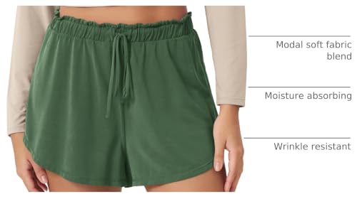 Image of ODODOS Modal Soft Lounge Shorts for Women Drawstring High Waist Casual Sleepwear Lightweight Cozy Pajama Bottom