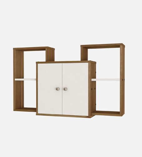 Image of WYDE Multipurpose Modular Wall Racks /Shelves /Organiser /Decor Particle Board Wall Shelf (Number of Shelves - 4, Beige, White)