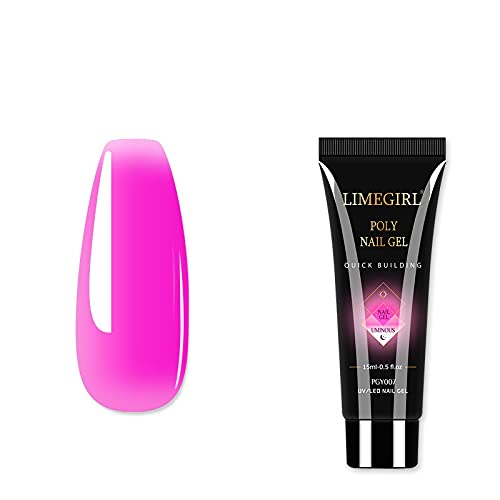 LimeGirl Luminous Nail Extension Poly Nail Gel from BELLE GAGA ™ Glow in Dark Extend Builder Gel Finger Nail Extension UV LED Acrylic Builder Gel (PGY007)