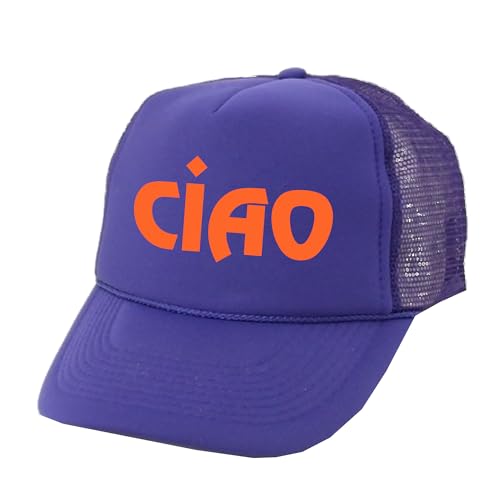 CIAO Mesh Trucker Hat, Adult or Kids Hello Goodybye Ciao Snapback Sun Hat (Purple, Large)