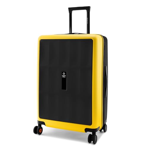 Image of Nasher Miles Zanzibar TSA Lock Hard-Sided Polycarbonate 8 Wheels Double Spinner Check-in Luggage Black Yellow 24 inch |65cm Trolley Bag| Suitcase,Medium