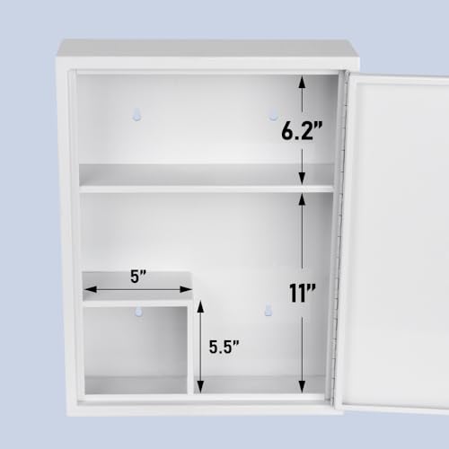 EIENHOSHI Locking Medicine Cabinet, Wall Mount First Aid Medicine Cabinet, Lockable Wall Cabinet with Dual Lock for Home, Office