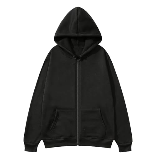 Zipper Sweatshirt With Hood Casual Long Sleeve Sweatshirts Early Fall Sports Loose Fit Jacket Teen Fashion Streetwear