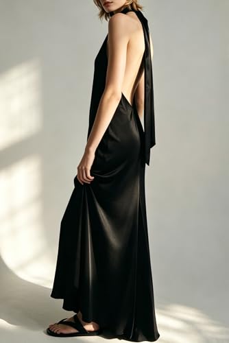 Image of Yiulangde Women's Backless Smocked Maxi Dress Sexy Spaghetti Strap Cut Out Flowy Beach Long Dress Vacation Casual Sundresses