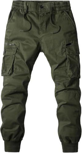 Drawstring Casual Cargo Pants for Men Multi-Pockets Military Cargo Trousers Lightweight Athletic Hiking Sweatpants2