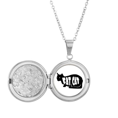 Collier médaillon animal noir et chat naturel pour cadeau
