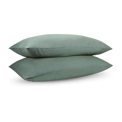 Image of Pine Green Percale Cotton Cooling Bedsheet Set - 100% Cotton, Soft & Breathable, Bedsheet 106x106 in + Pillow Covers 18x27 in, Premium Bed Linen for All Seasons