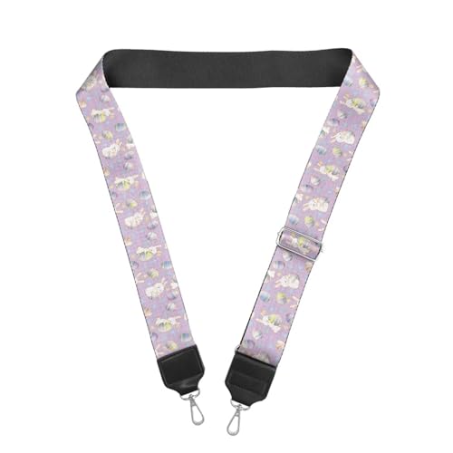 Image of Halloween Handbag Strap Canvas Purse Strap Colorful Bat Black Shoulder Strap Multicolor Bats Replacement Strap