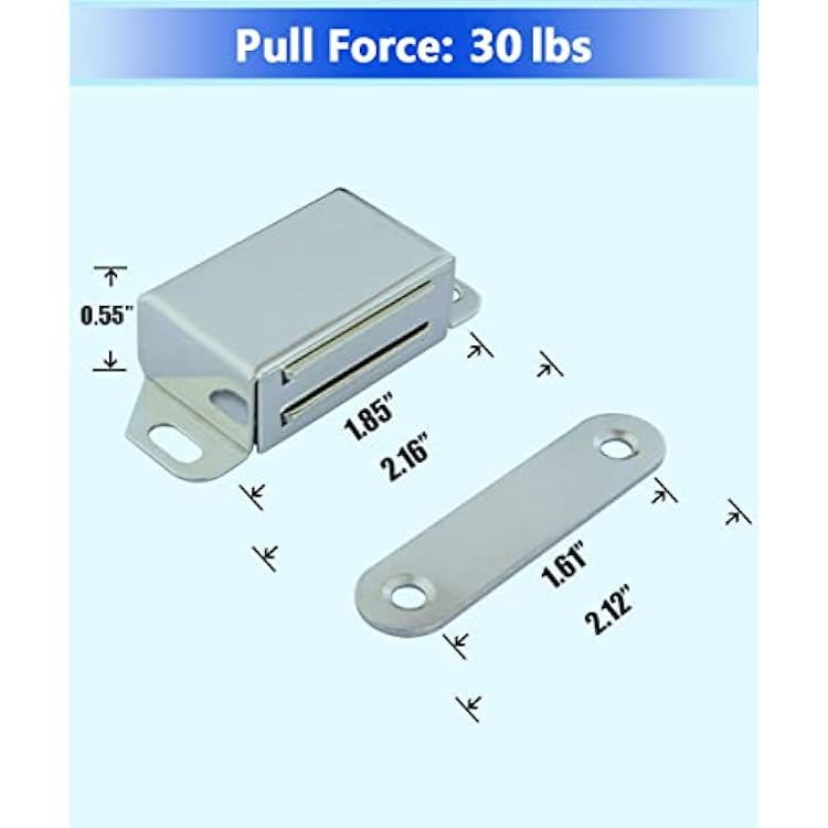 WOOCH Magnetic Door Catch - 30lb High Magnetic Stainless Steel Heavy Duty Catch for Kitchen Bathroom Cupboard Wardrobe Closet Closures Cabinet Door Drawer Latch (2.1 in Black, 2-Pack)