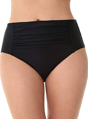Penbrooke Braguita Fruncida en el Centro Inferior Bragas de Bikini, Negro, 48 para Mujer