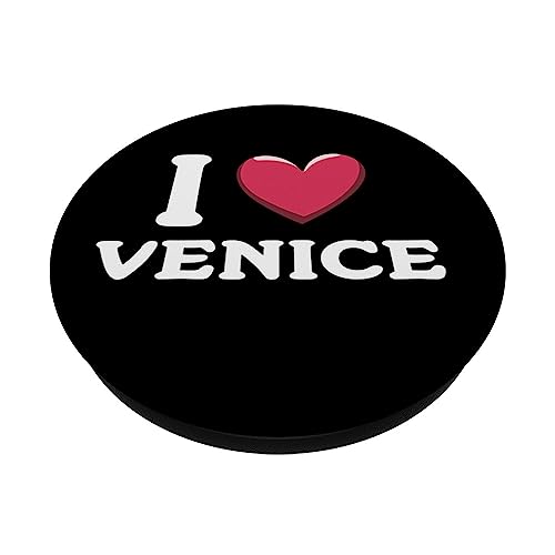 I Love Heart Venice Italy Proud Italian Holiday Souvenir PopSockets Swappable PopGrip, Black - Image 2