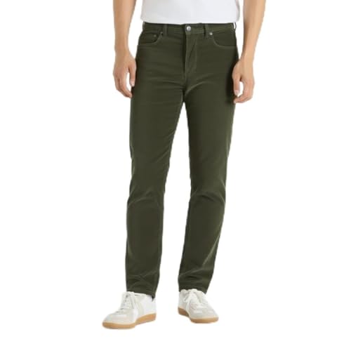 BlauerHafen Pantalones chinos de pana para hombre, ajuste regular, pantalones de pana de algodón elástico con bolsillos y pierna recta, para oficina, ciudad y uso diario, tallas 32 44, verde oliva