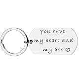 Keychain Gift for Him Her You Have My Heart and Ass Charm Pendent Keyring Couple Jewelry Gift for Boyfriend Girlfriend Husband Wife