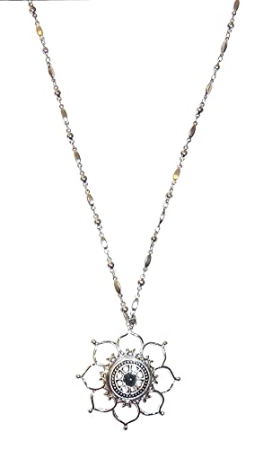 Snap Snap Button Interchangeable Jewelry Lanyard, Made In Usa, Women's Fashion 34" Long, Strong Chain Lanyard For Keys, Id Badge Holder. (Flower With Fancy Ss Chain) #TOP4