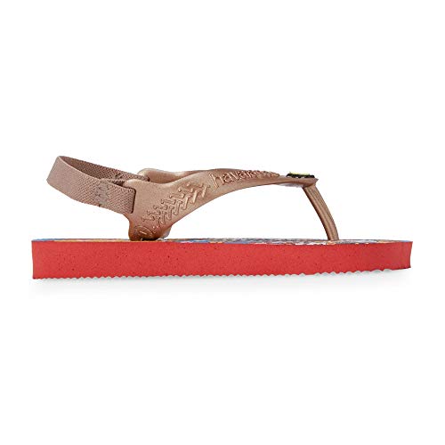 Chinelo, Havaianas, New Baby Herois, Bebê Unissex, Vermelho Rubi/Rose Gold Metalico, 21