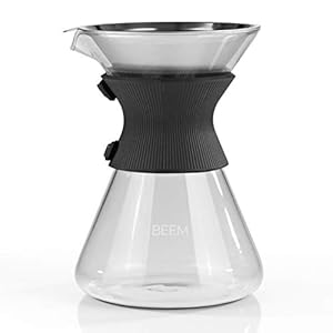 BEEM POUR OVER koffiekaraf met permanent filter – 6 kopjes CLASSIC Selection 3-delig 0,75 l glazen karaf incl. siliconen…