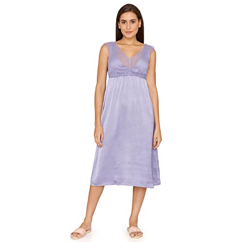 Zivame Women's Satin Classic Nightgown (ZI61RIFASHEPURPSMALL_Purple_Small)
