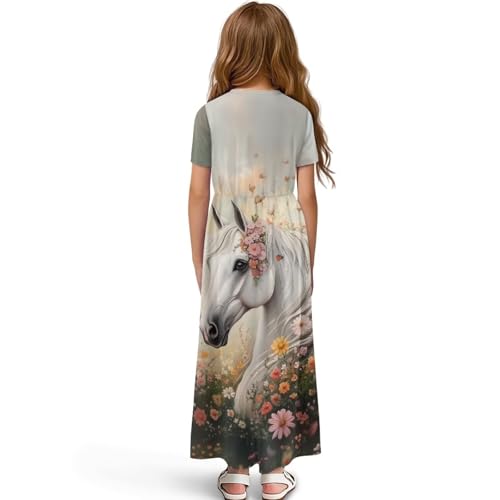 Girls Casual Maxi Dress with Pockets Short Sleeve Summer Dresses2