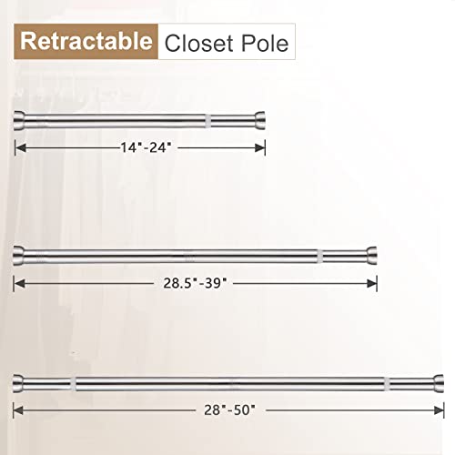 Closet Rod, Closet Rods For Hanging Clothes, Adjustable Cloth Rod For Wardrobes, Shoe Cabinets, Silver (28-50'') #TOP2