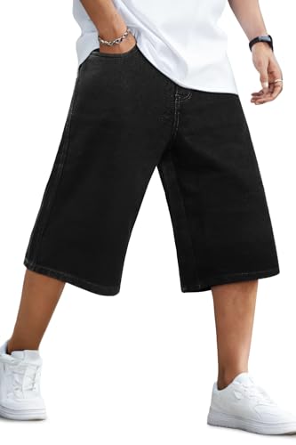 GINGTTO Mens Baggy Jorts Y2k Long Black...
