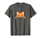 Cute Orange Kitty Cat Peeking Over at You Ginger Cat Lover T-Shirt