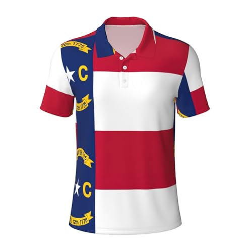 Polo imprimé drapeau de la Caroline du Nord pour homme aux finitions haut de gamme