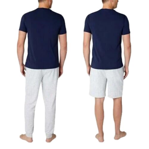 Eddie Bauer Men's 3 Piece Lounge Pajama Set, Tee, Jogger, and Short (US, Alpha, Medium, Regular, Regular, Navy/Grey)2