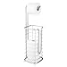 mDesign Metal Free Standing Toilet Paper Holder Stand and Dispenser, with Storage for 3 Spare Rolls of Toilet Tissue While Dispensing 1 Roll for Bathrooms/Powder Rooms - Holds Mega Rolls - Chrome