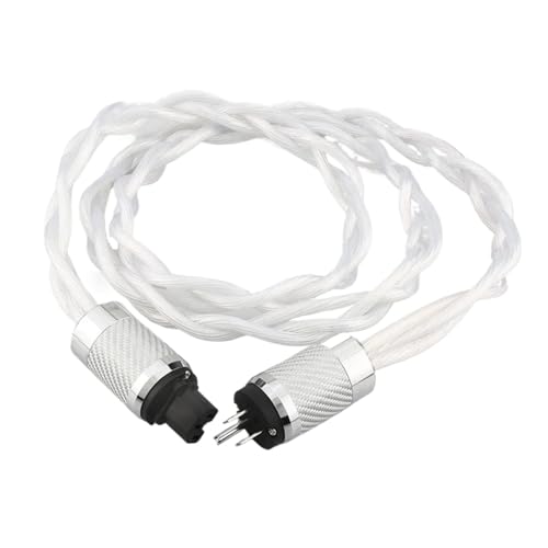 HiFi Audiophile Silver Power Cable with Carbon Fiber Rhodium Plating Plug US EU AU AC Audio Amplifier DAC Filter 5N(US Version,3m)