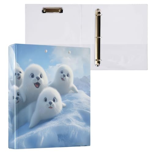 Image of White Seal Lion Nautical 3 Ring Binder with 2 Interior Pockets 1.5 inch Binders 3 Ring Heavy Duty Fit 8.5 inch x 11 inch Letter Size for Office School, 2 Pack
