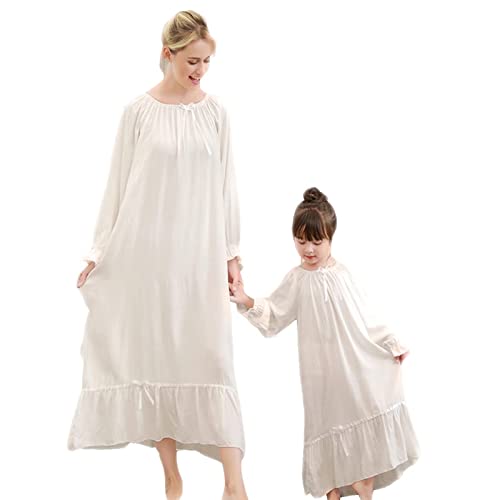 ELizoop Femmes Filles Chemises Nuit à Manches Longues VêTements Nuit Princesse Chemise Nuit pour MèRe Et Fille Nuisettes (fille,140) Cover