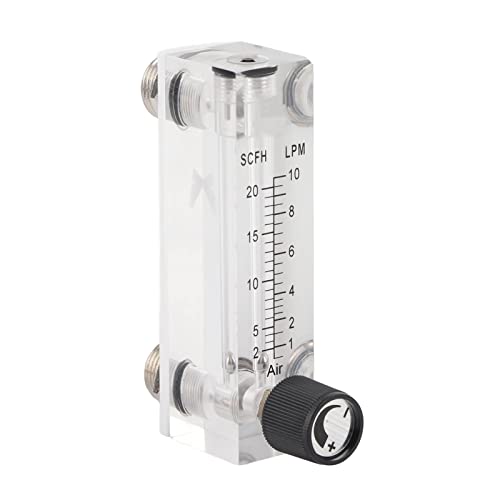 Medidor de flujo de gas LZM 6T, medidor de flujo tipo panel ajustable acrílico 1~10LPM con válvula control para oxígeno aire gas 1/4