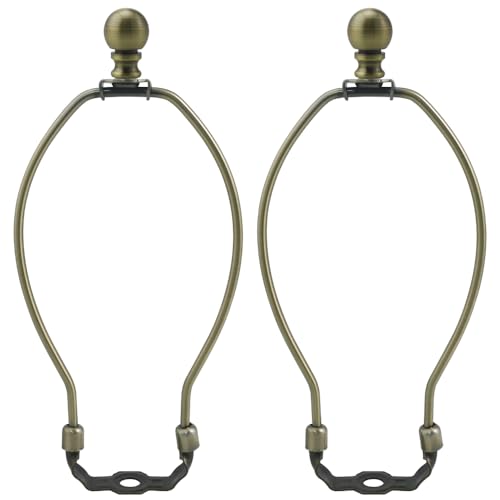 Asjeumt 8 Inch Lamp Harp, Bronze 2 Set Lamp Harps and Finial, Metal Lamp Shade Harp Holder, DIY Detachable Lampshade Bracket Adapter Hardware, Replacement Table & Floor Light Accessories Repair