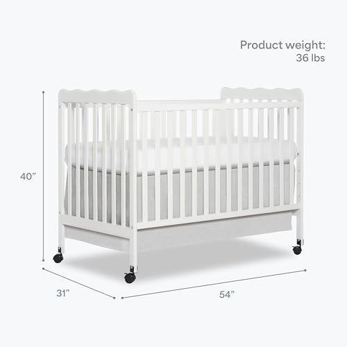 Image of Dream On Me Full Size Carson 3-in-1 Convertible Baby Crib, Locking Wheels | Portable & Converts to Toddler Bed & Daybed, 3 Adjustable Height, Wooden Crib, GREENGUARD Gold & BSA Verified, White