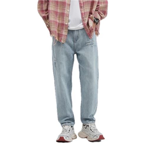 Jeans Pants Trouser Denim Spring Summer Soft and Comfortable Fabric Men's Wear Tear Design Sense Nine Point Cone Casual