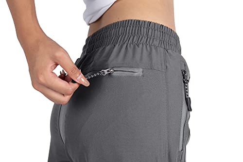 Singbring Women's Athletic Hiking Cargo Joggers Pants Outdoor Workout Lightweight Quick Dry Upf 50 Zipper Pockets (Gray88-M) Grey #TOP7
