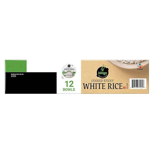 Bibigo Cooked Sticky White Rice Bowls, Medium Grain, 7.4 Oz, 12 Ct #TOP7