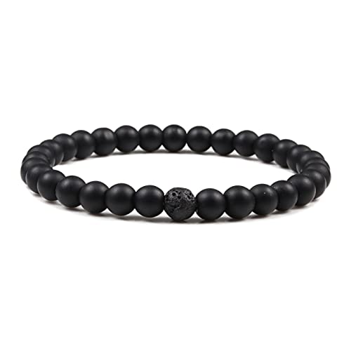 Bracelet en malachite véritable et pierre de lave fait main pour homme et femme