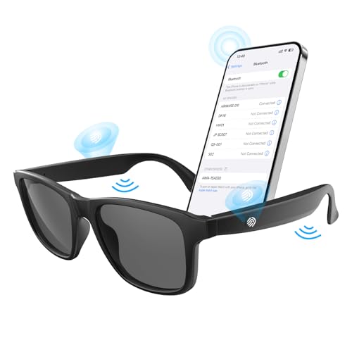 AIRMARS Smart Glasses for Men, Polarized Bluetooth Sunglasses with Speakers,Smart Sunglasses Bluetooth 5.3,Support Athletic/Outdoor UV Protection/Voice Assistant