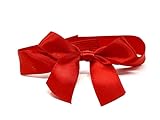 Red Bow Solid Satin Ribbon with Elastic for Jewelry Box 3.5 x 3.5 x1 (100 Pack)