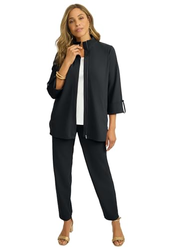 Jessica London Women's Plus Size Knit Crepe Winged Collar Set