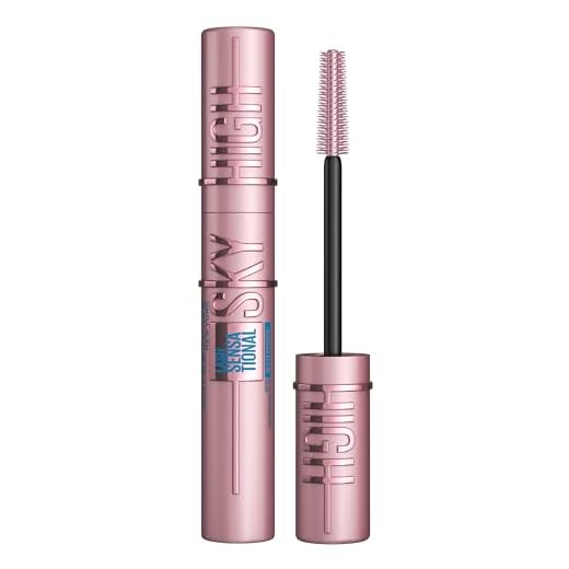 Maybelline New York, Máscara de Pestañas Lash Sensational Sky High Waterproof, Longitud sin Límites y Volumen Redefinido, Resistente al Agua, Negro