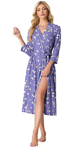 Image of PrinStory Womens Robe Long Knit Bathrobe Lightweight Soft Robes Ladies Bath Robe