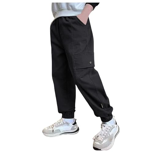 Boys Cargo Joggers Pants Kids' Stretch Elastic Waist Casual Jogging Trousers Bottom for Kids 13-14 Years
